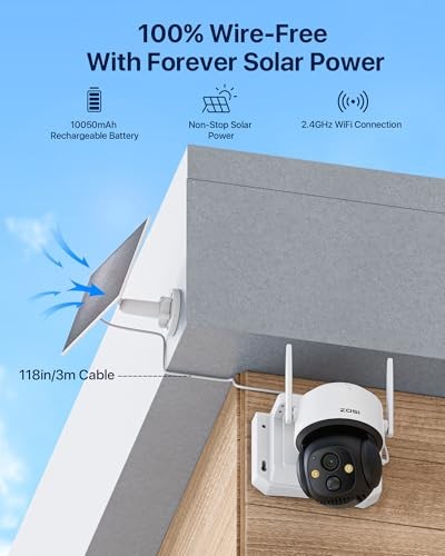 4MP Solar Security Cameras Wireless Outdoor, 360° Pan Tilt Battery C291