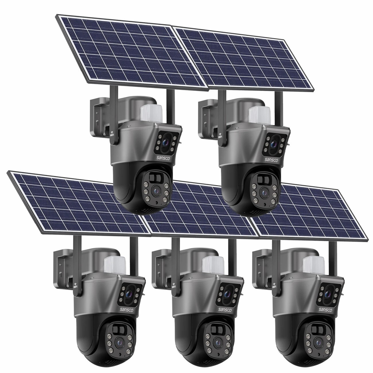 5PCS Dual Lens 4MP Solar Battery Home Security Camera Outdoor Wifi Wireless PTZ