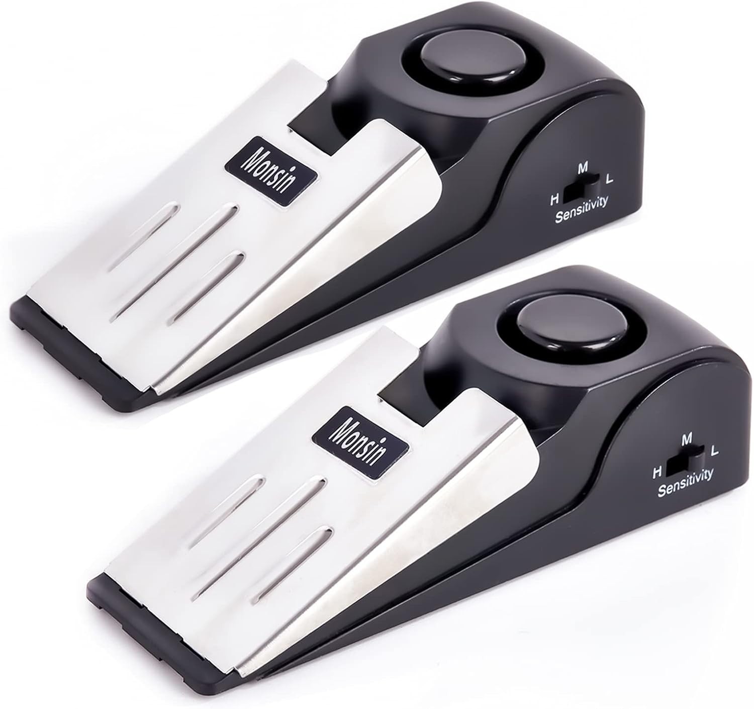 Door Stop Alarm Rubber 120DB Security Alert Floor Wedge Travel Home 2 Pack
