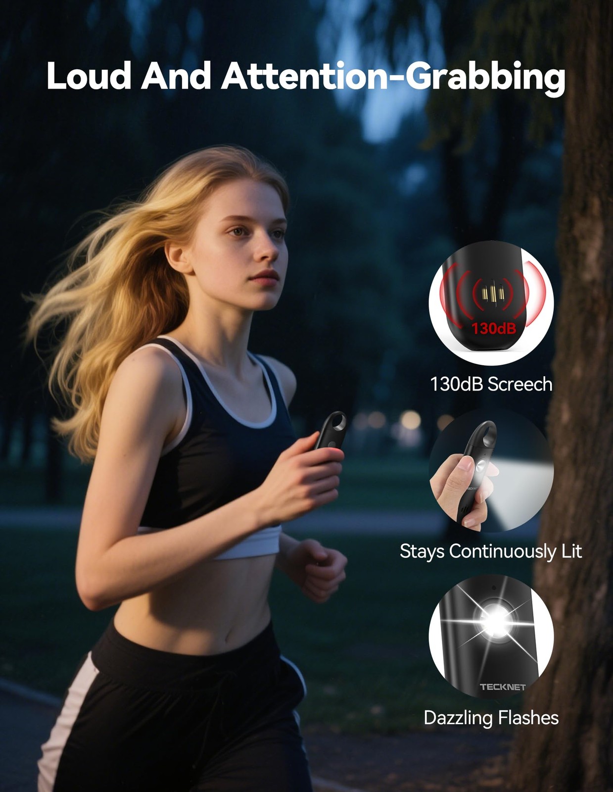 Personal Safety Alarm,Portable Personal Alarm for with Flashing Strobe Light …