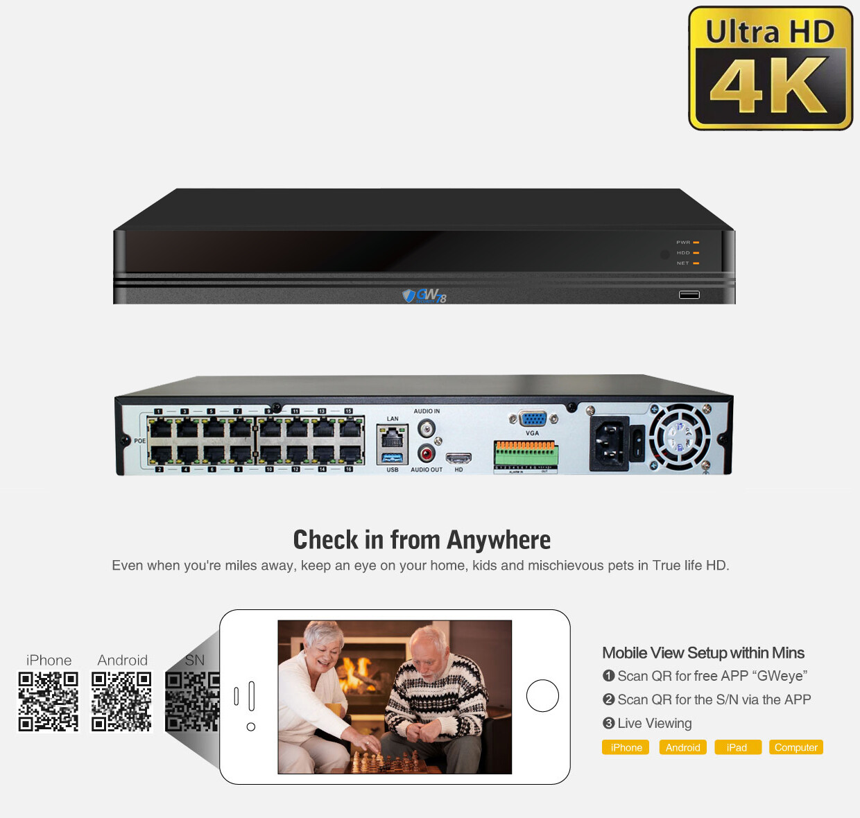 16 4K AI Smart Varifocal Camera 16CH PoE NVR Color Night Vision Security System