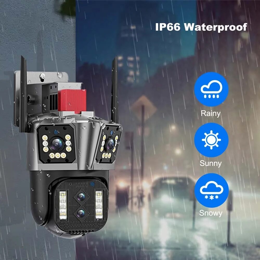 8K 10X Wireless Security Wifi 16MP IP Camera Four Lens Wifi Surveillance Cameras