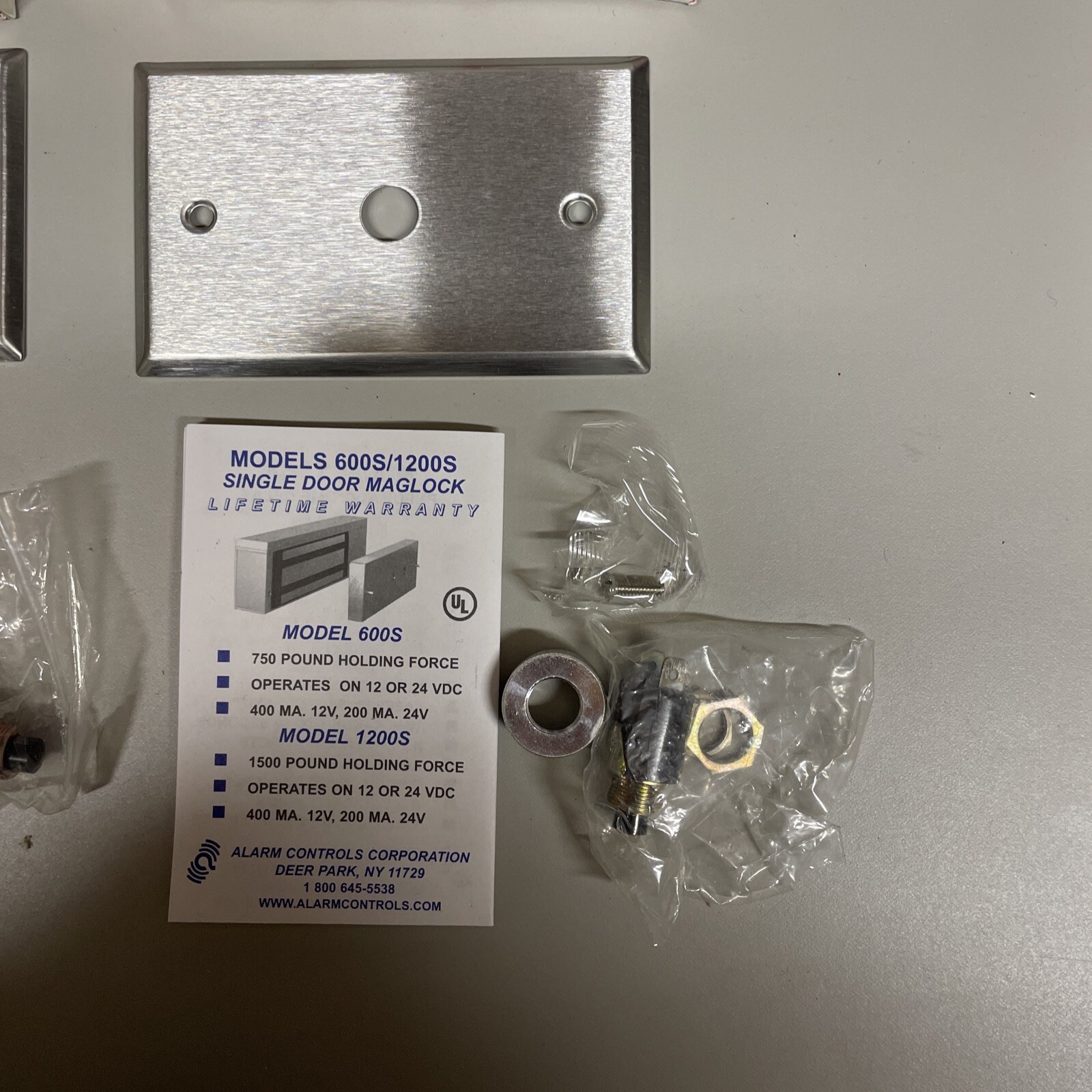 Alarm Controls RP-26 Stainless Steel Remote Plate w/Recessed Push Button .. NIB