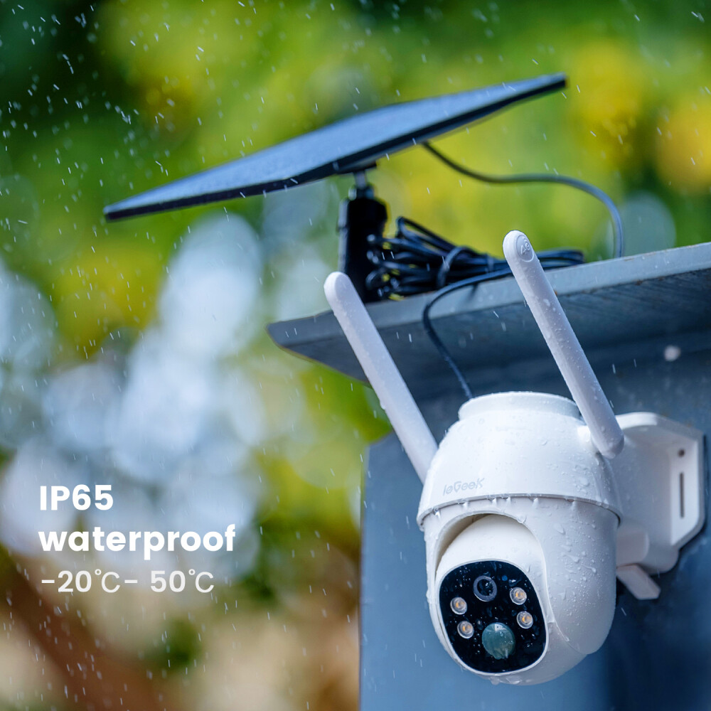 ieGeek 2K Solar PTZ 360° CCTV 4G LTE Cellular Security Camera Outdoor +Sim Card