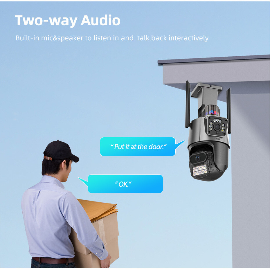 ICSee Dual Lens WiFi IP Camera Wireless Outdoor CCTV PTZ Home Security IR Cam US