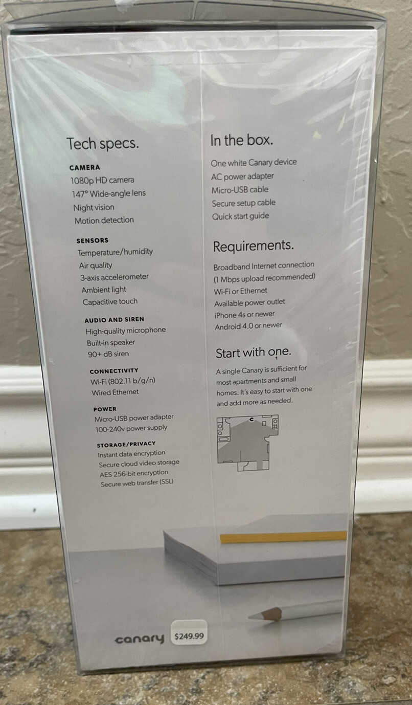 Canary Security Device All-in-One Home Security Solution – White new In Box