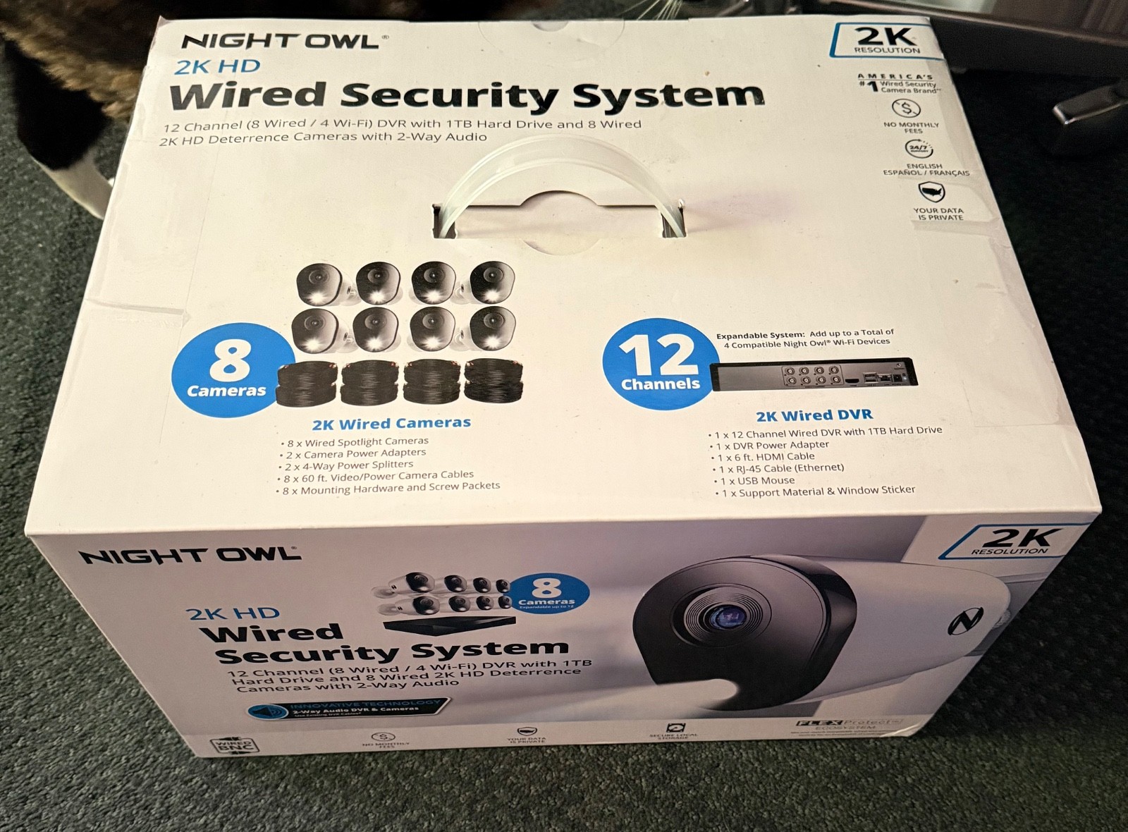 Night Owl FTD4-81-8L 12 Channel 8 Camera Wired 2K 1TB DVR Security System -White