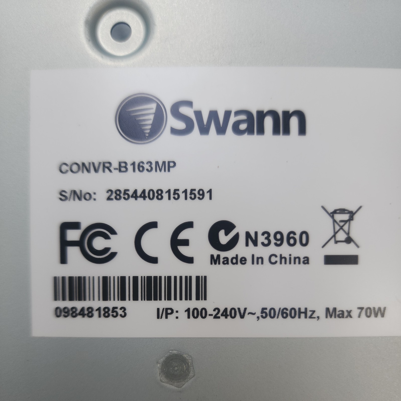 Swann 16 Channel 1080p Network Video Recorder NO HHD NVR-b163