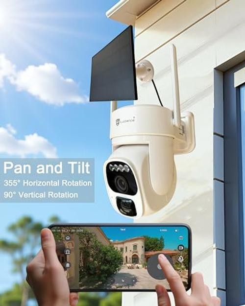 Solar Security Camera Wireless Outdoor, 3W Solar Panel, 360° Pan Tilt Solar