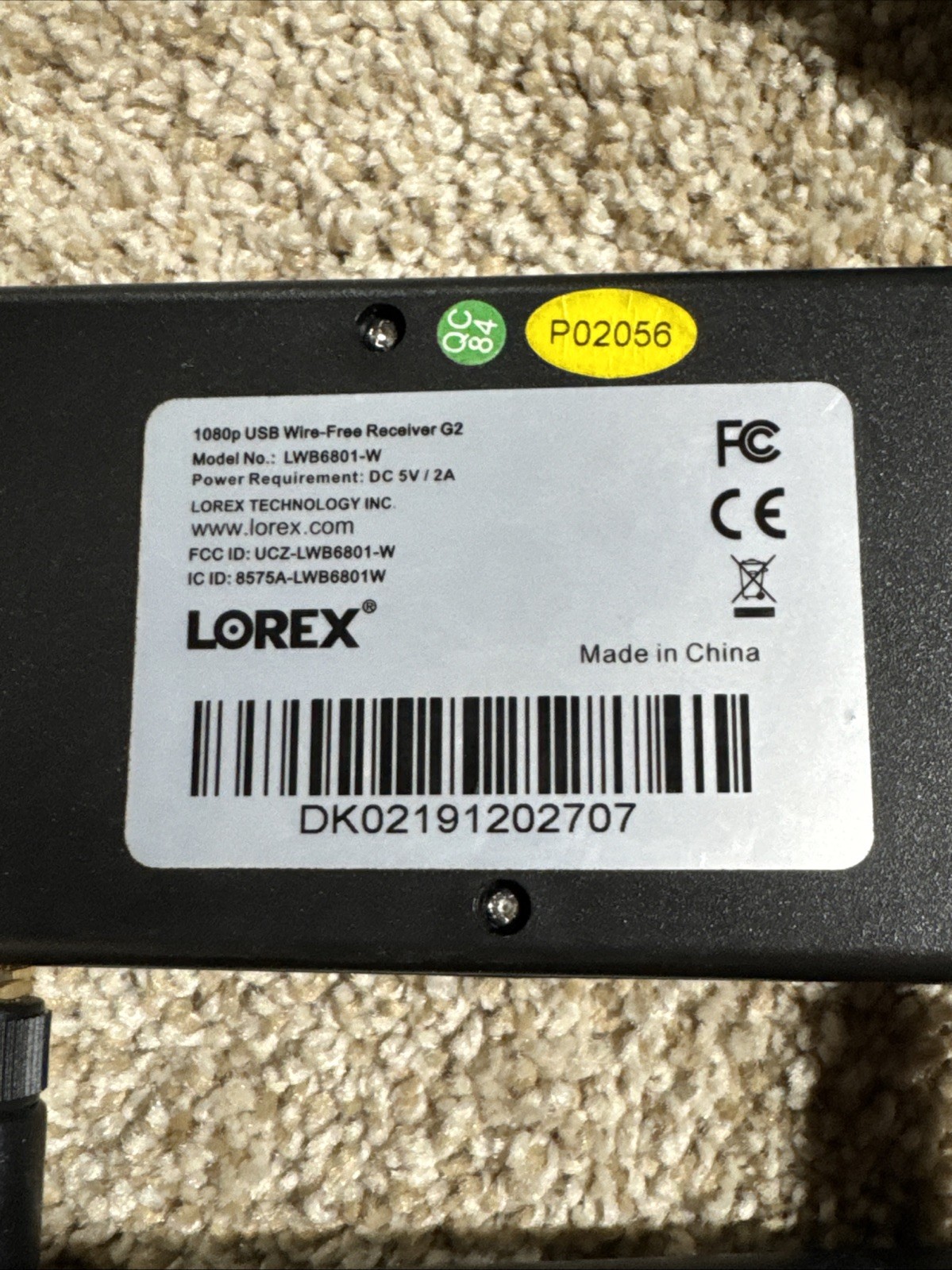 Lorex LWB6801-W 6 Channel 1080p Wire-Free USB ANTENNA RECEIVER LHB926 LHWF1000