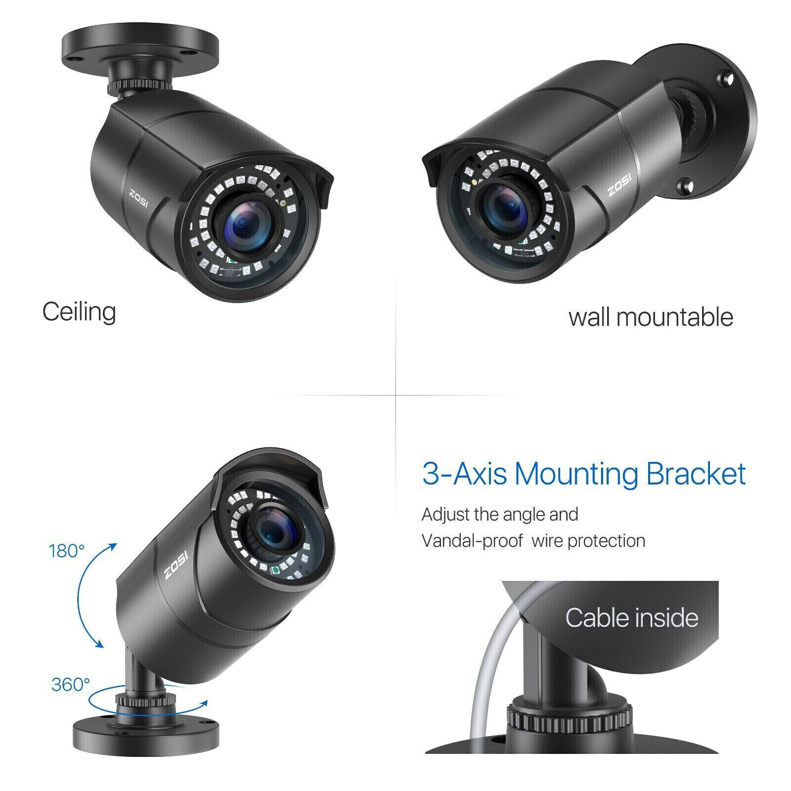 ZOSI 2.0MP 120ft 1080P Night Vision CCTV Security Outdoor TVI Bullet Camera