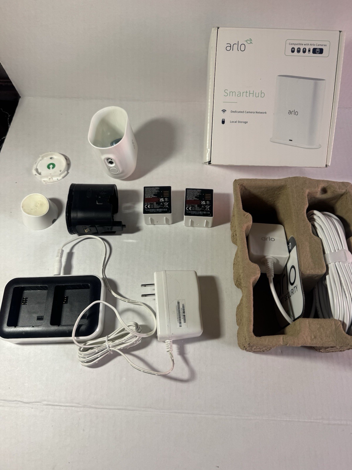 Arlo Ultra 2 Camera + Hub + 2 Batteries Charger 25ft Cable Bundle
