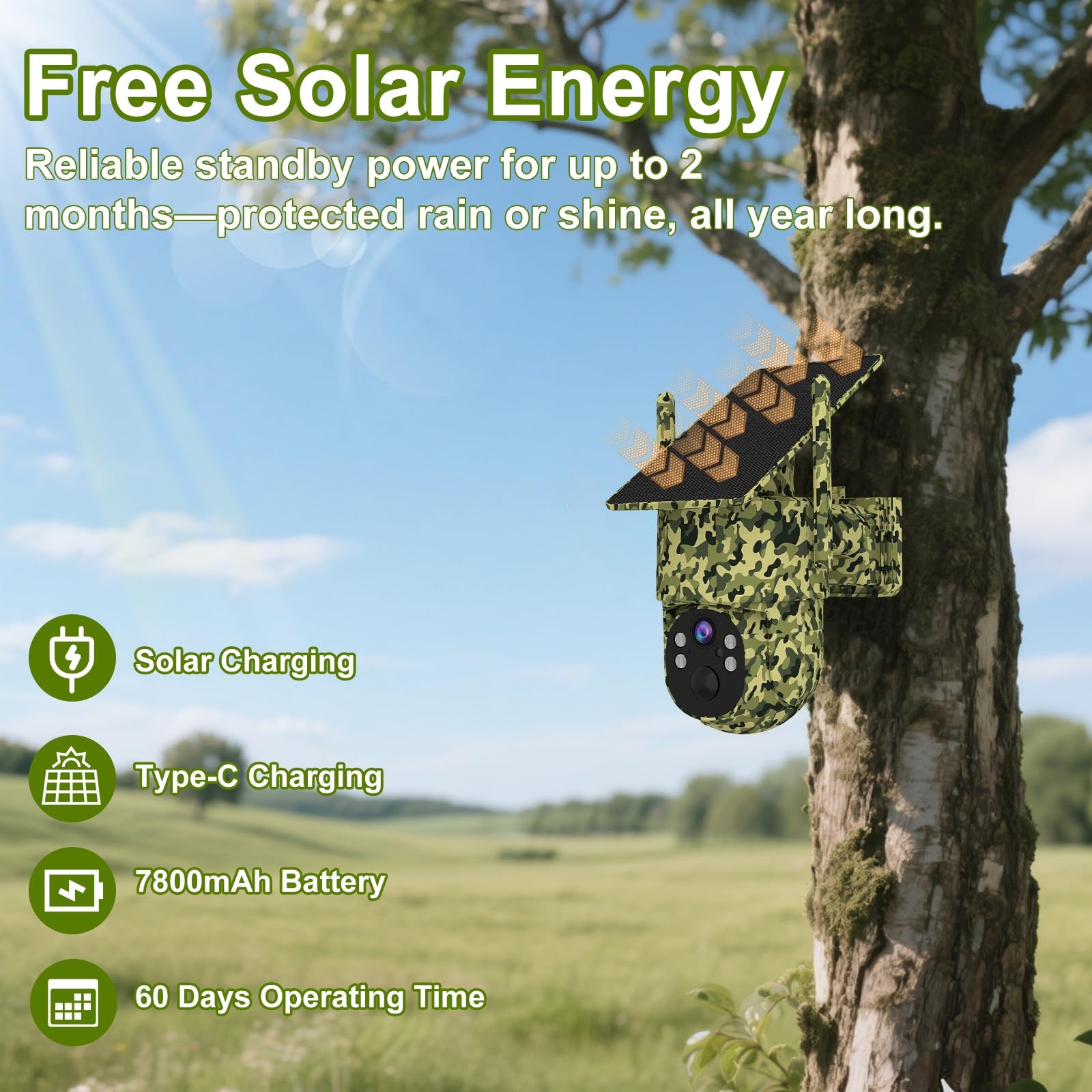 QUTHZZHY 4G LTE Cellular Security Camera Outdoor Wireless, 365-Day Camouflage