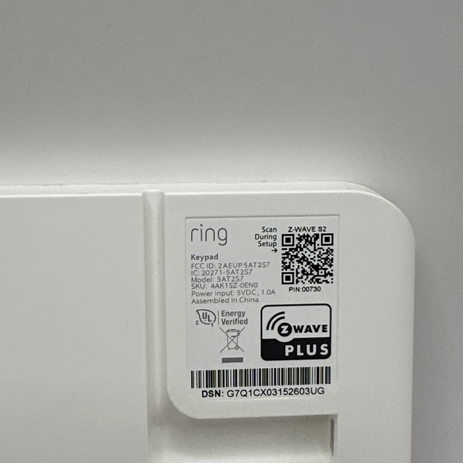 Ring Alarm Keypad (2nd Gen) – Model 5AT2S7, Z-Wave Plus Security System