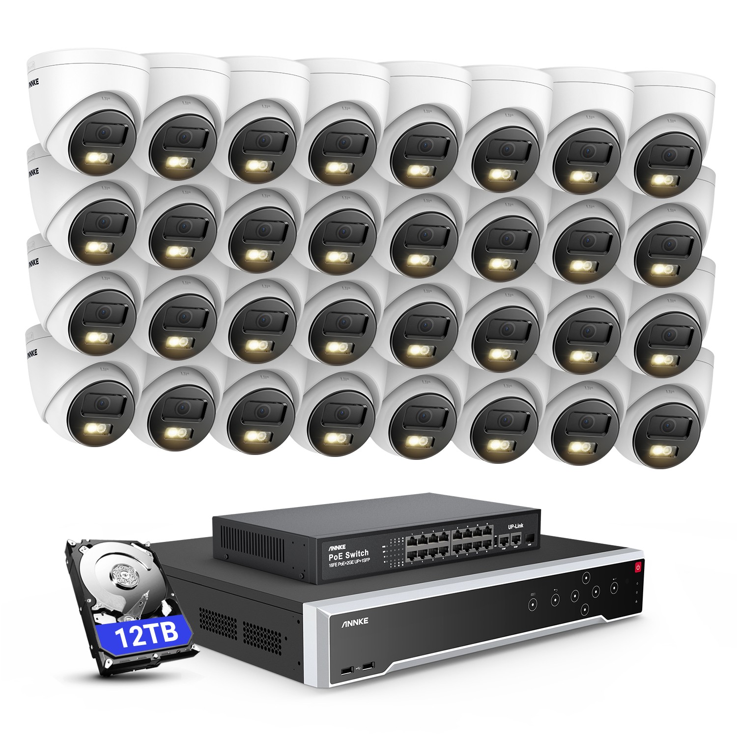 ANNKE 12MP 32CH NVR 3K POE AI Color Night Security Camera System Audio Recording