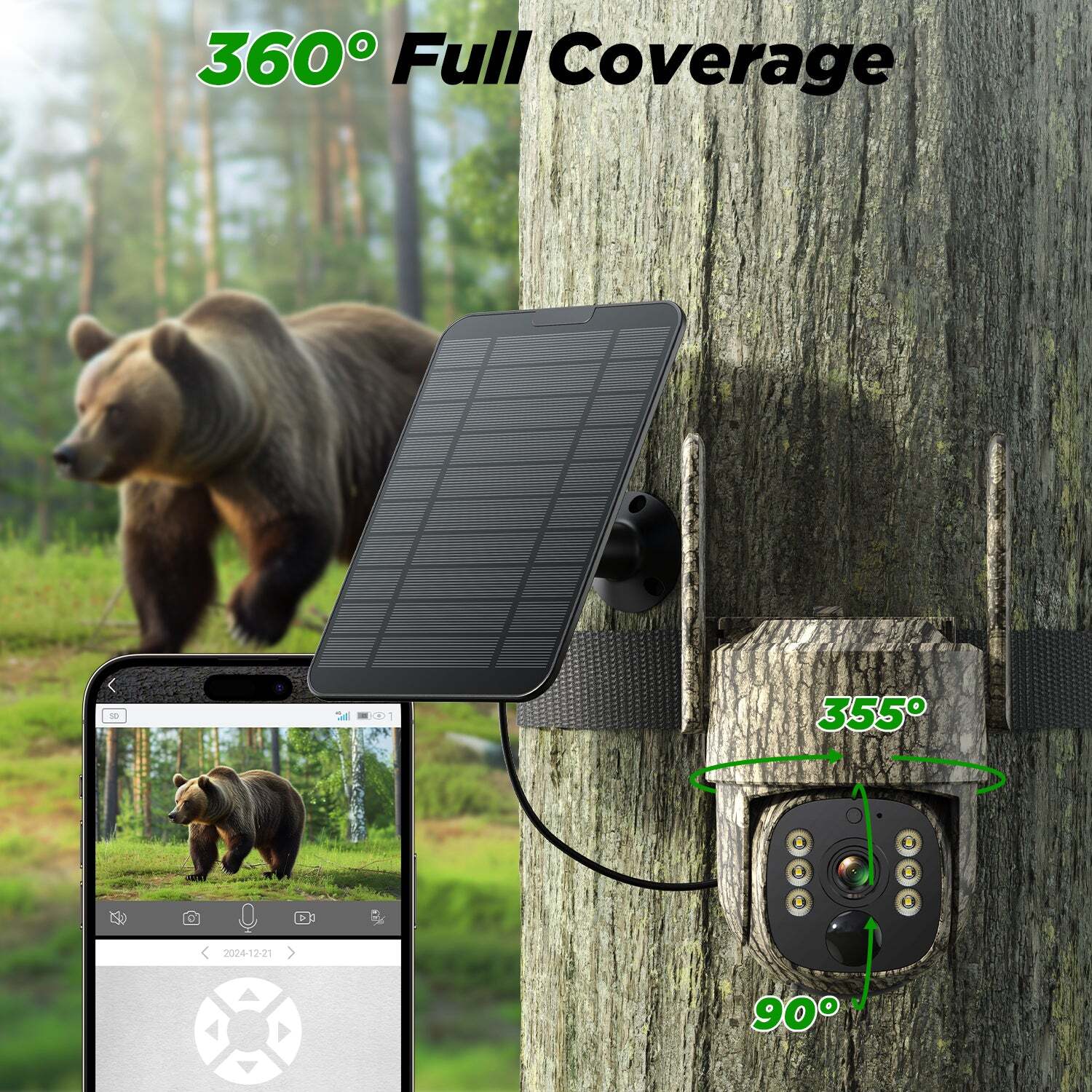 Campark Solar 4G LTE Cellular 15MP 2.5K Wildlife Hunting Night Vision 7800mAh