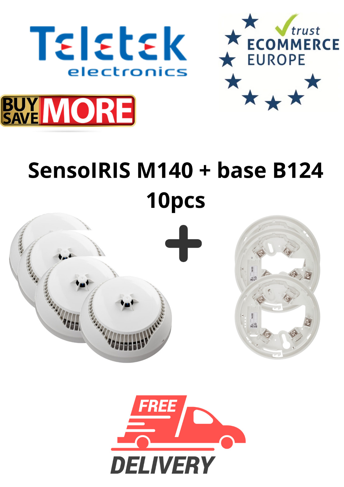 TELETEK Fire Alarm Addressables Detectors SensoIRIS M140 + base B124 10pcs