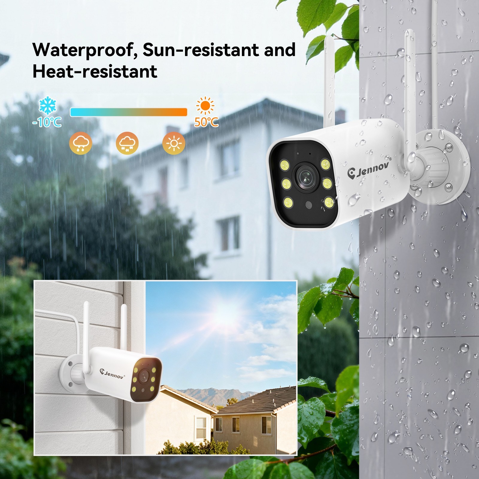 JENNOV 5MP WiFi Security Camera System Outdoor 10″ NVR with Monitor 2‑Way Audio