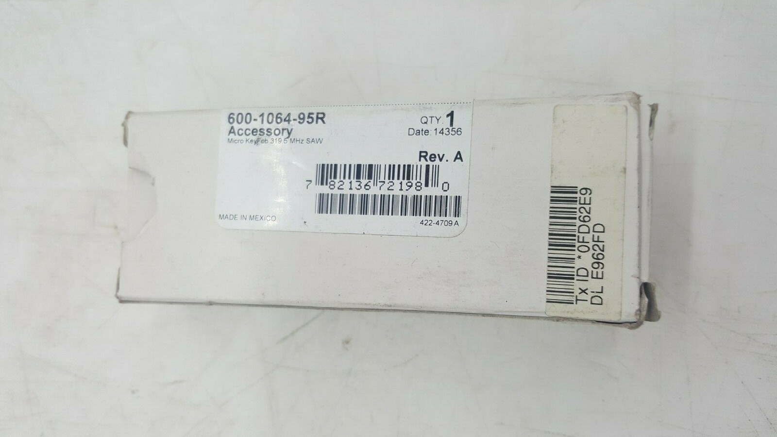 Remote Keyfob, Interlogix GE Security 600-1064-95R Micro 4 Button Wireless