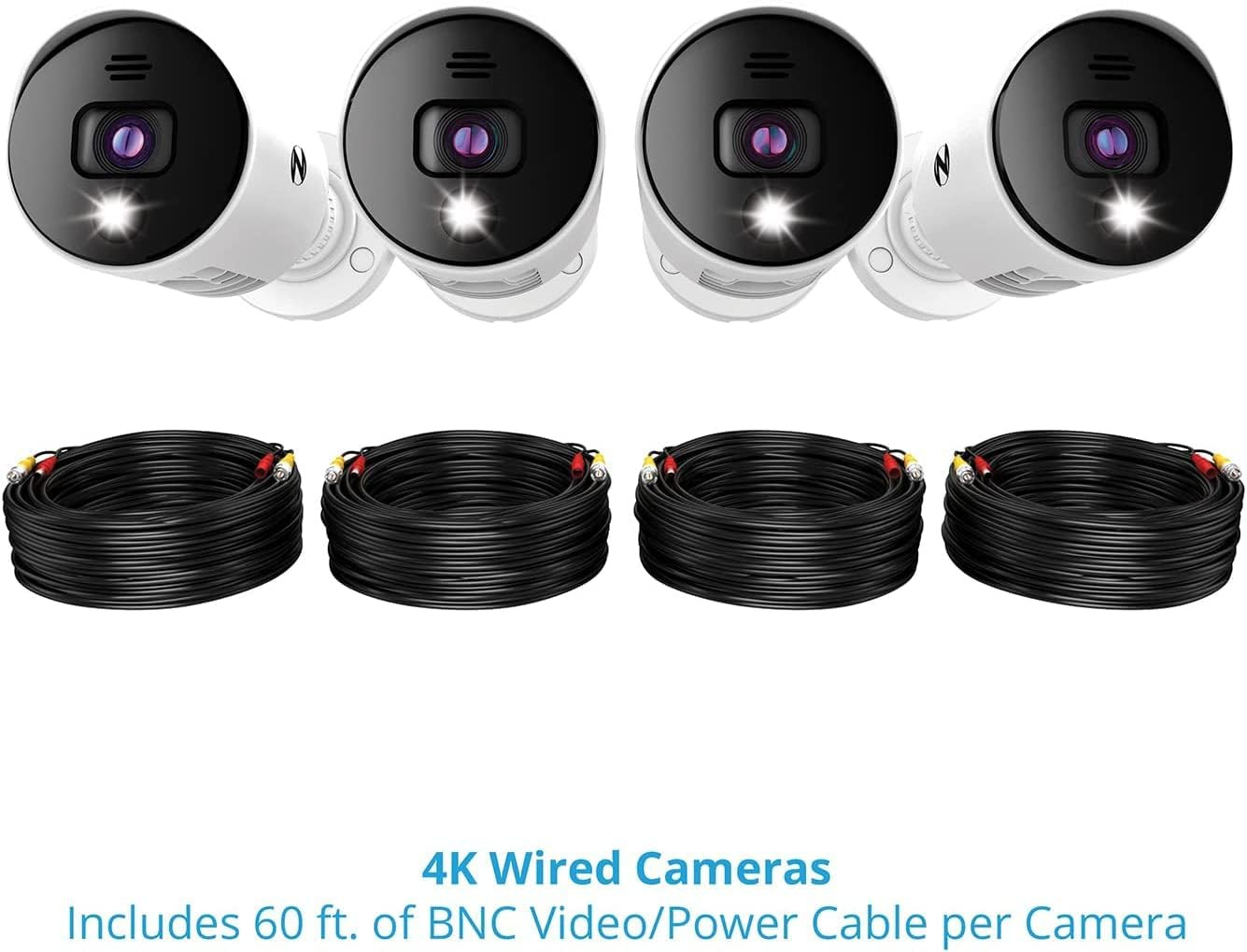 8 Channel 4K Bluetooth DVR with 1TB Hard Drive and 4 Wired 4K Spotlight Cameras