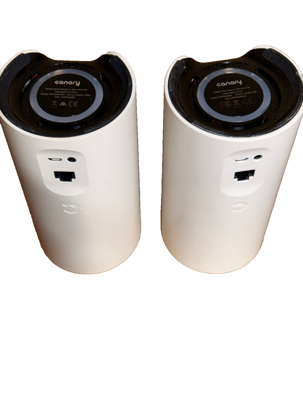 Two Canary CAN100USBK 1080p Wired Smart Home Security Cameras in White