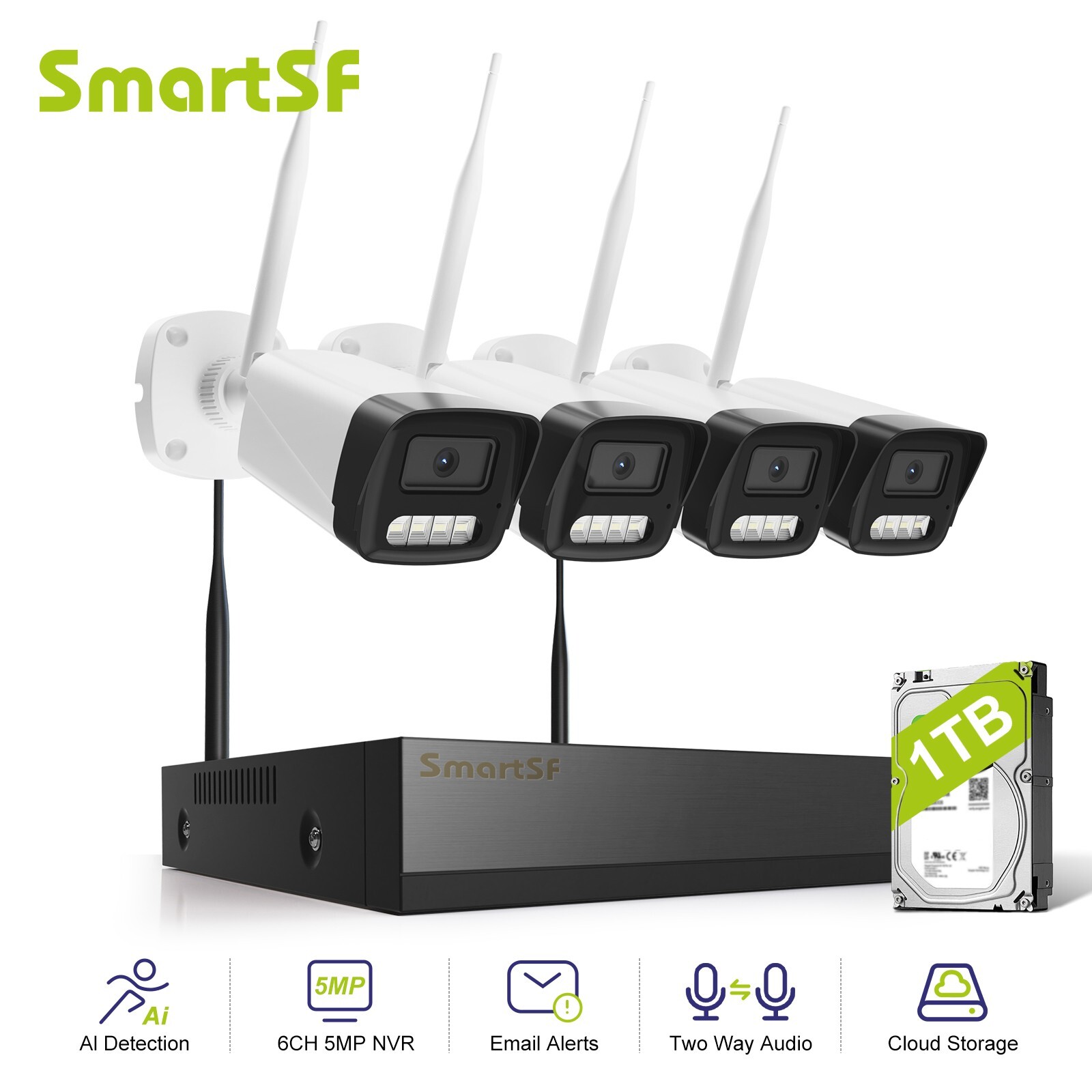 3MP WIFI IP 2K NVR Outdoor Wireless Security Camera System CCTV Audio NVR kit
