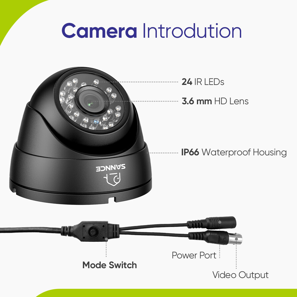 SANNCE 900TVL Wire Security CCTV Camera IR Night Vision fit for Analog DVR IP66