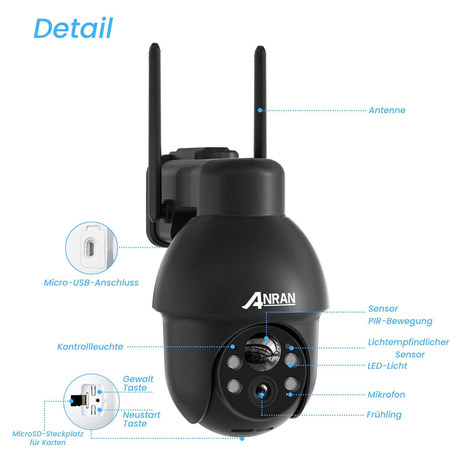 3MP WIFI Home Security Camera Outdoor Wireless Pan/Tilt Solar & Battery Powered