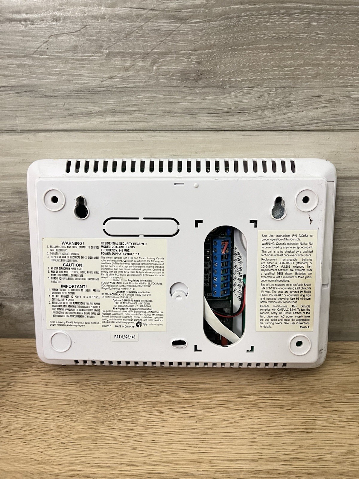 2GIG-CNTRL2-345 RESIDENTIAL SECURITY ALARM RECEIVER W/ LED DISPLAY Not Tested