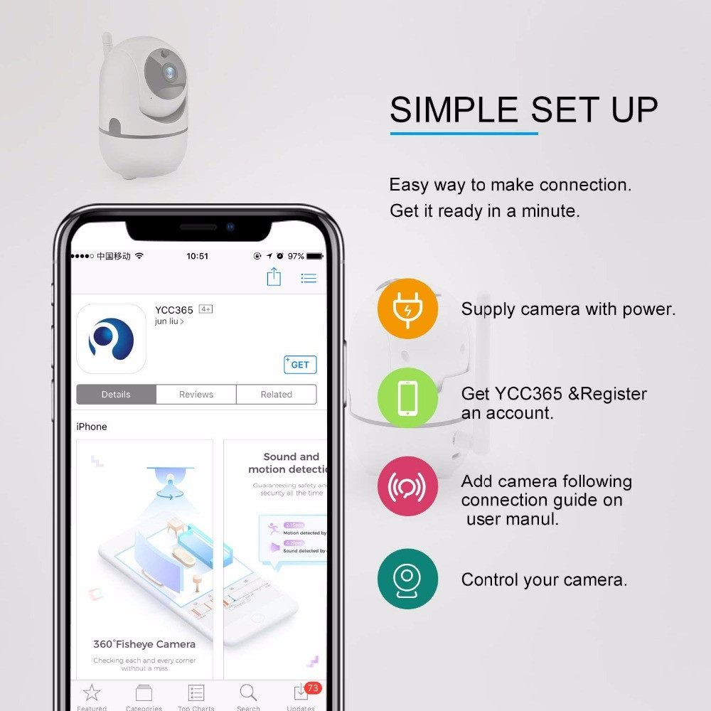 Smart IP Home Security System WiFi Wireless HD 1080p Video Camera w/ 2-way Audio