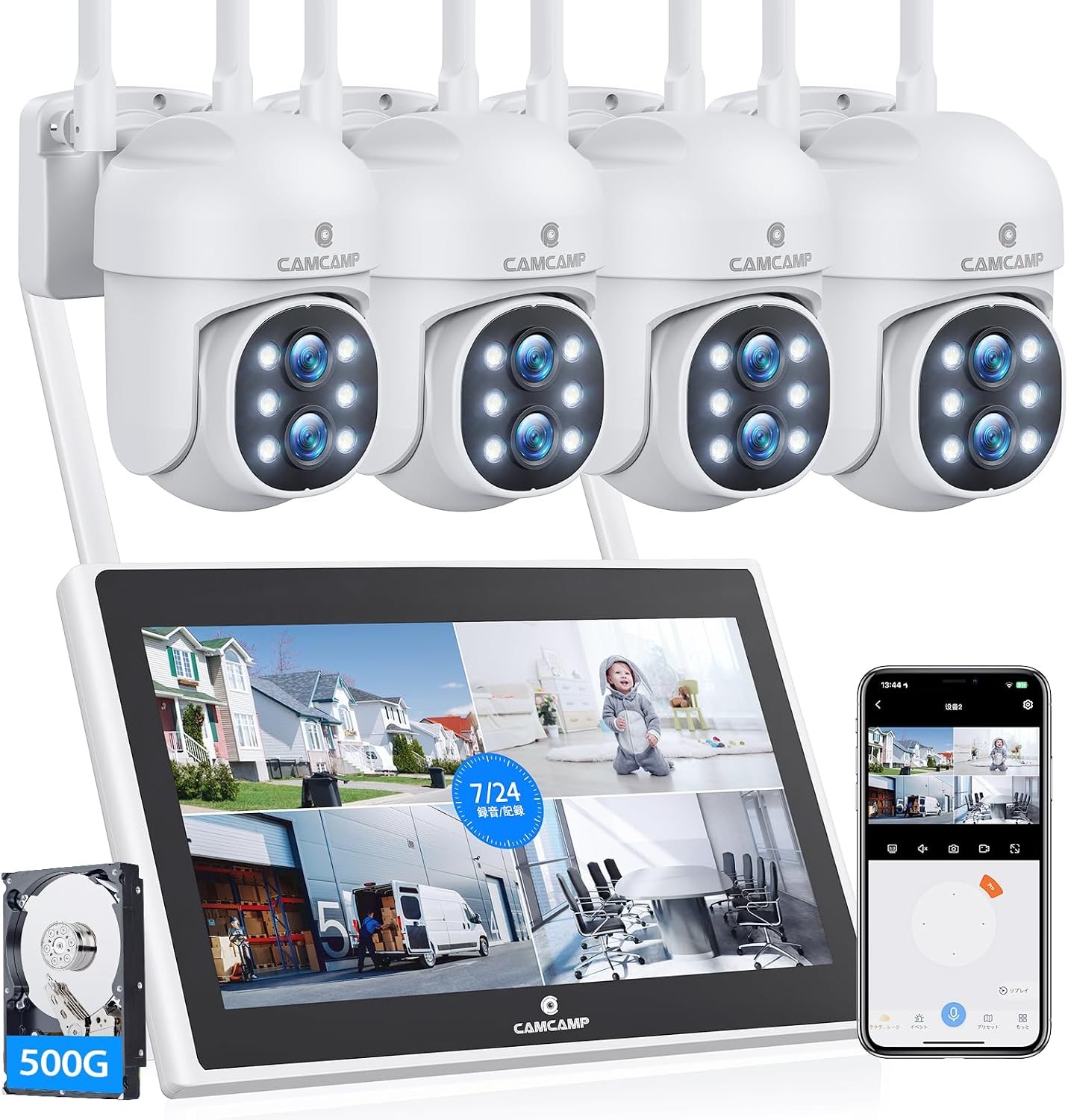 10CH Wireless Security Camera System Outdoor 10″ Monitor NVR Kit Two Way Audio