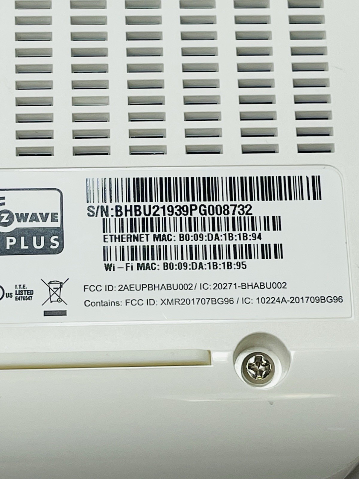 RING Z WAVE PLUS 4HB1U90EN0 Alarm System Base Station w/ Power Supply & Keypad