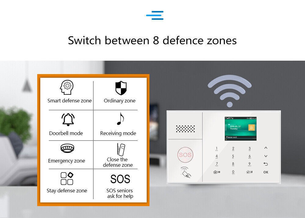 Wireless & Wired WiFi+US 4G Office Home Burglar Security Alarm System TUYA APP