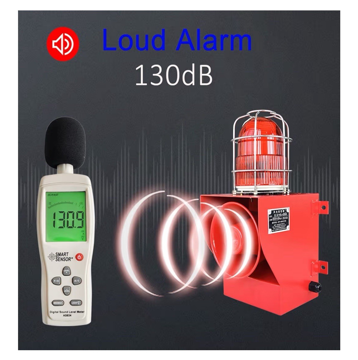 Alarm Siren IP66 Waterproof Outdoor 130Db Horn 45W Security Sirens for Ports, Do