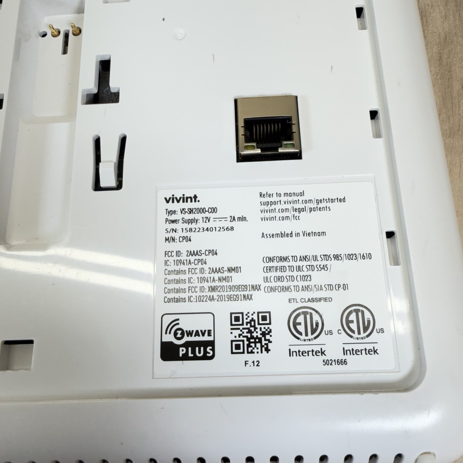 Vivint Smart Home Touchscreen Control Panel VS-SH2000-C00