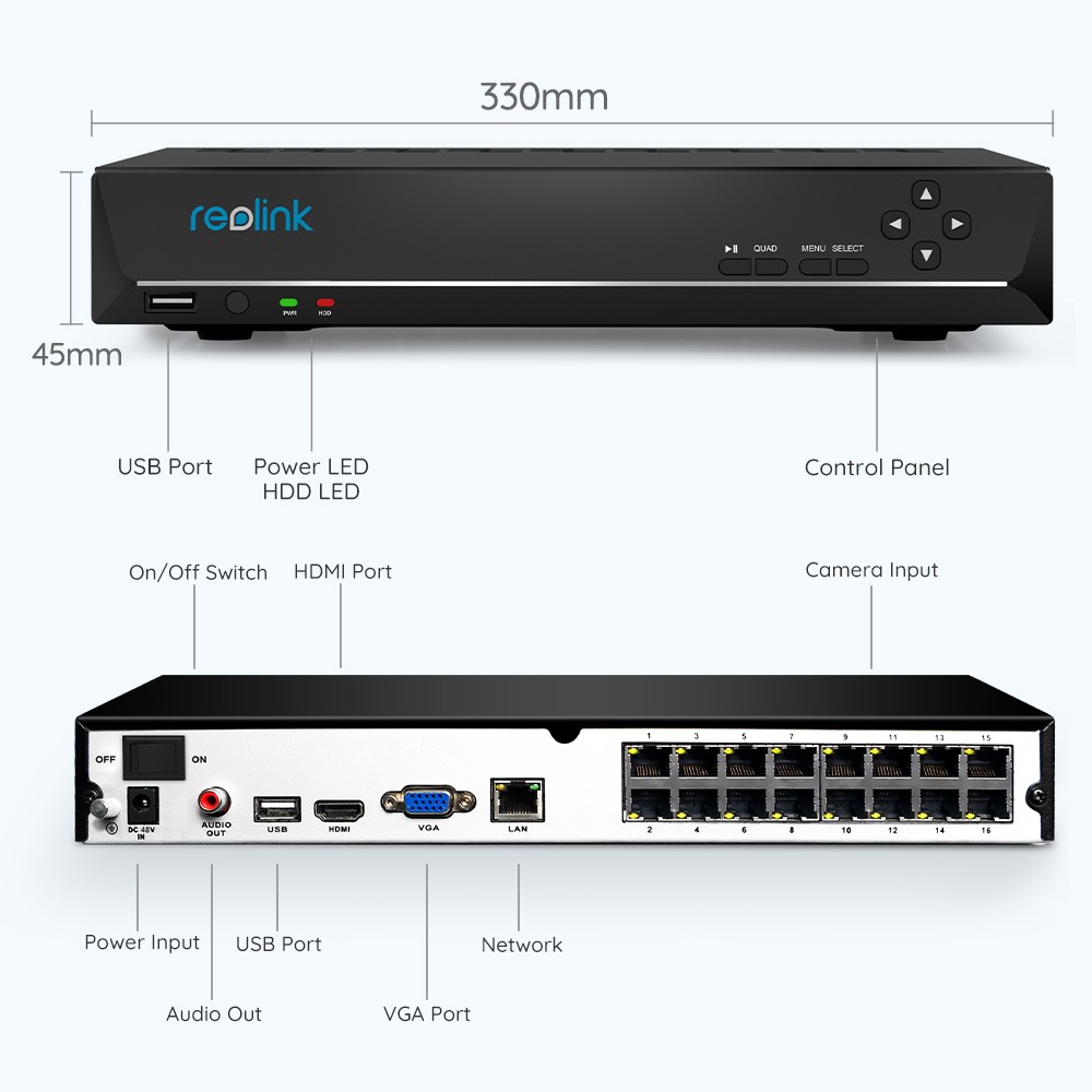 Reolink 5MP 16 Channel 4TB HDD NVR Outdoor PoE CCTV Security Camera Kit RLC-520A