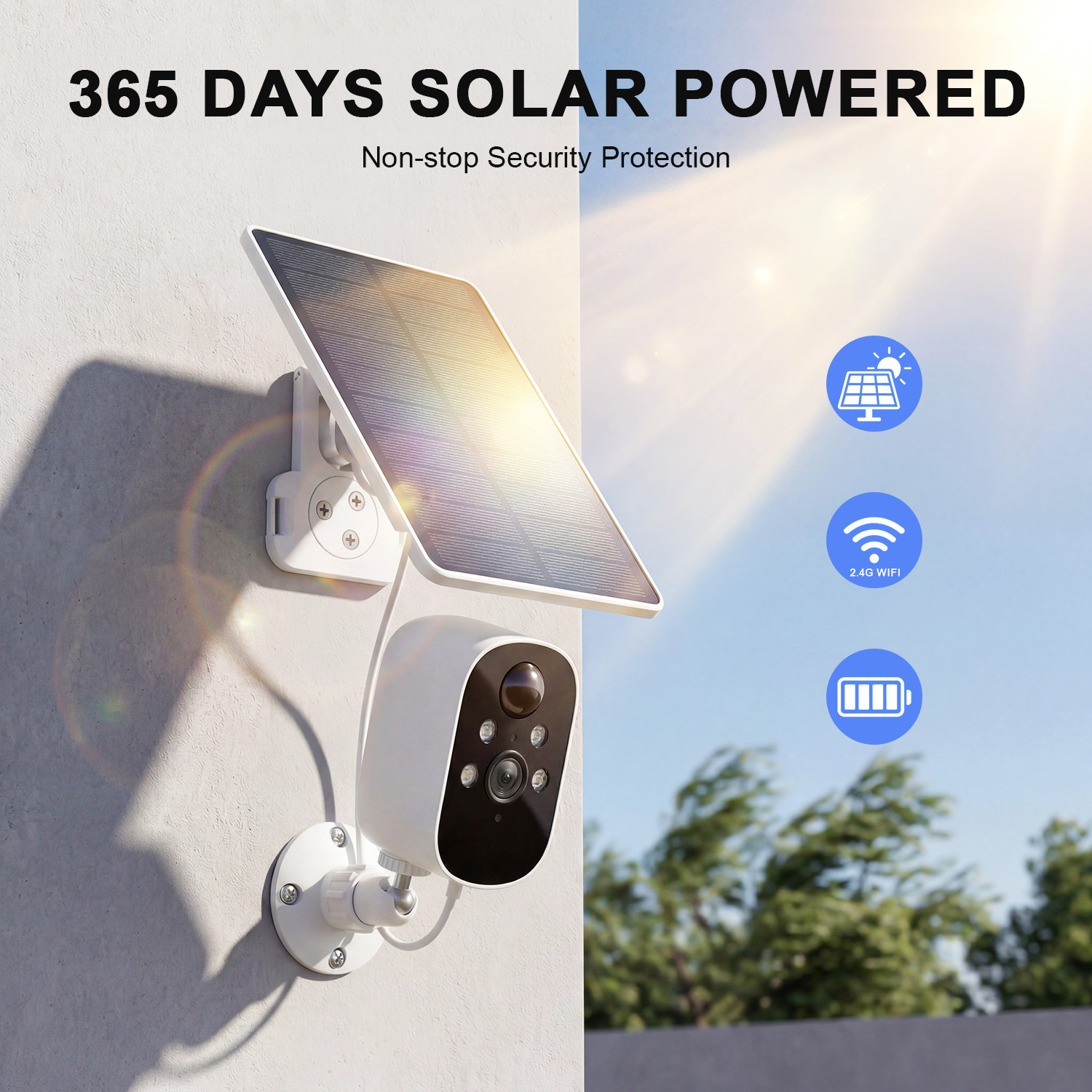 4Pcs Solar BatterCamera Outdoor Wireless WiFi Security Camera System Solar CCTV