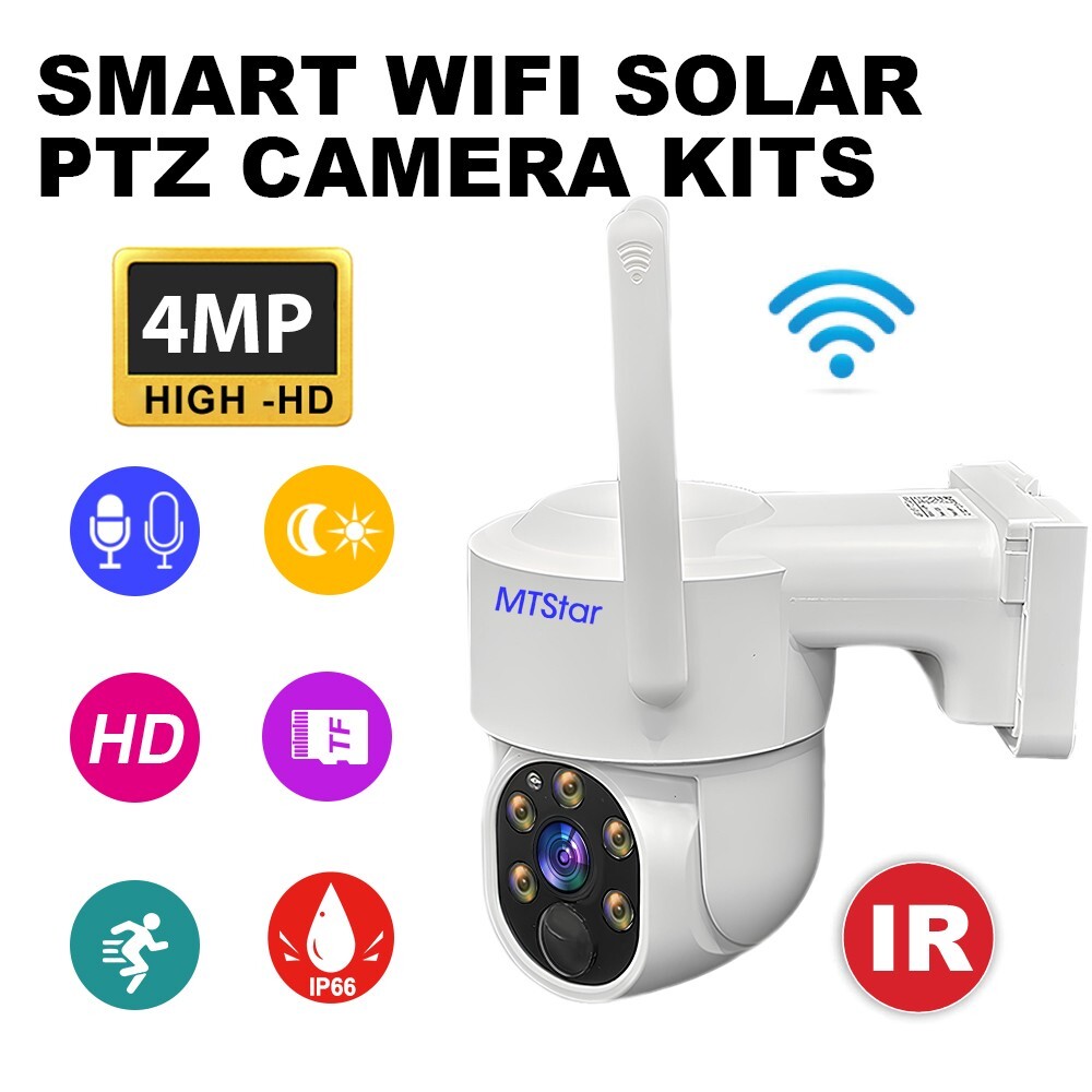 Solar Panel Wireless HD 4MP IP PRO Smart WiFi Camera Kit With 10-inch Monitor