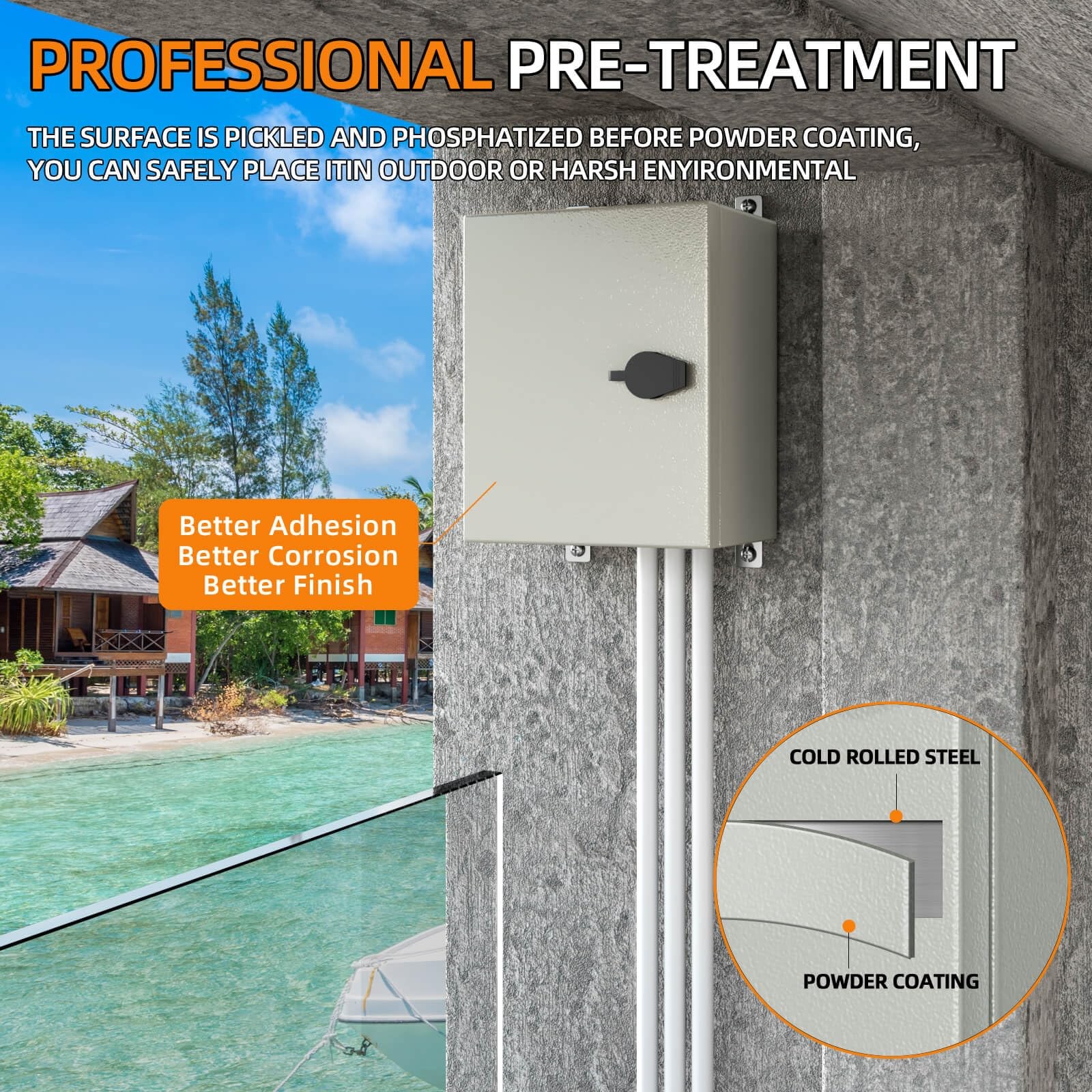 Metal Enclosure, IP65 Waterproof Electrical Box for 10″×8″×6″, Grey