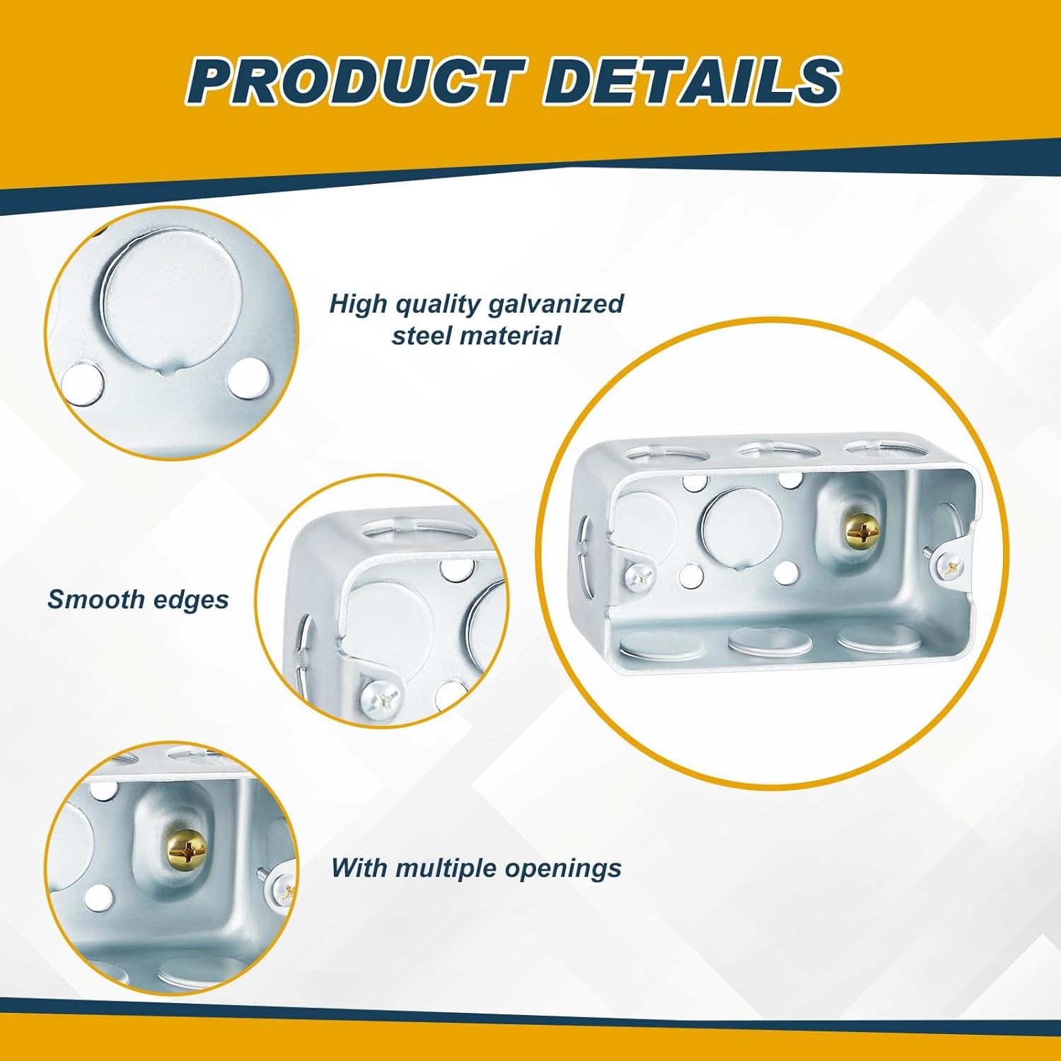 12 Pcs Electrical Box Junction Galvanized Steel Metal 4 x 2 Inch
