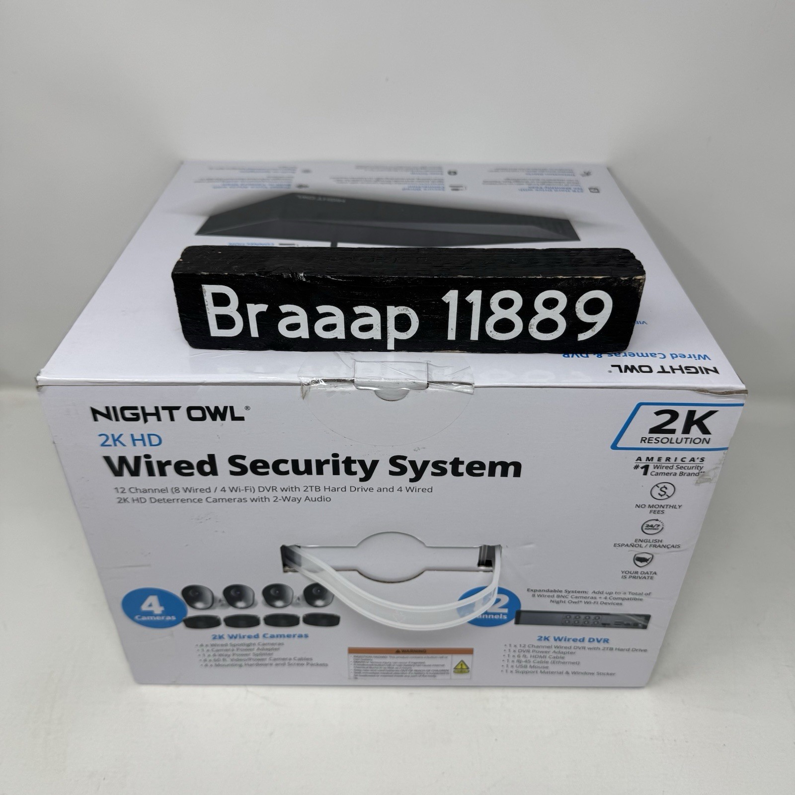 Night Owl 2K Wired Security System 4 Cameras 2TB DVR Night Vision 2-Way Audio
