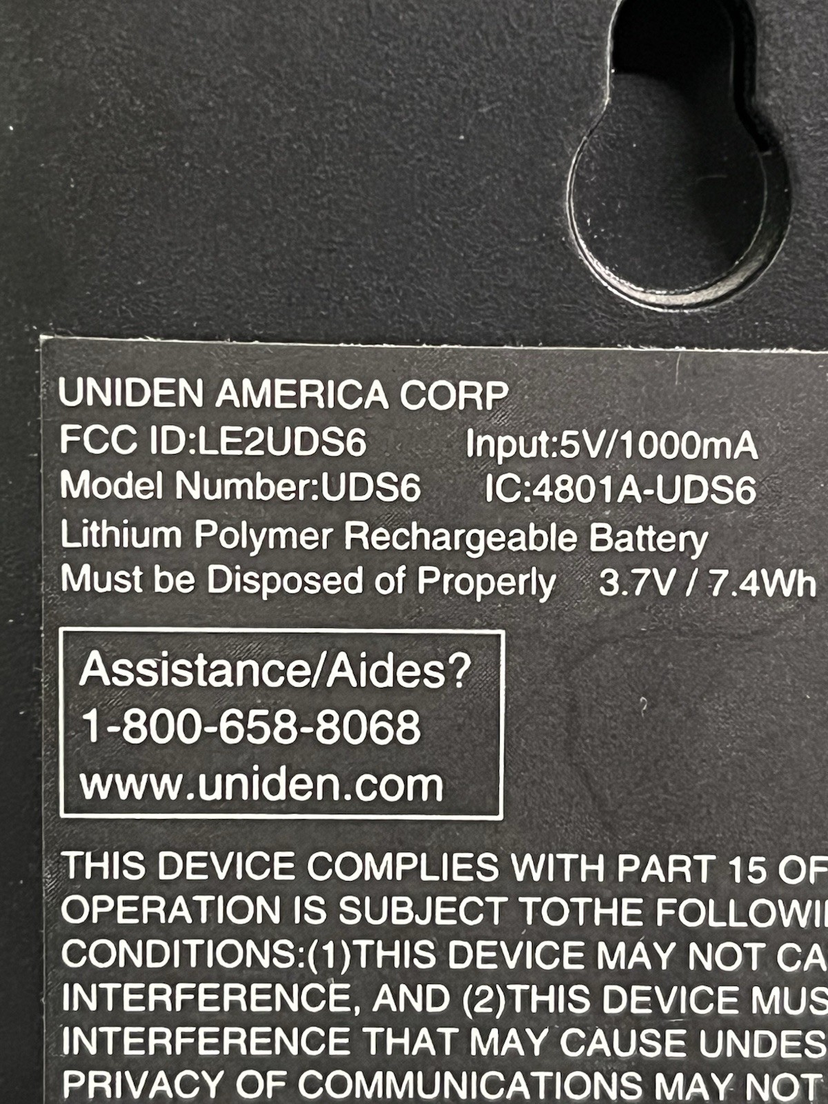 UNIDEN UDS6 SECURITY SYSTEM MONITOR AND POWER CORD TESTED WORKING