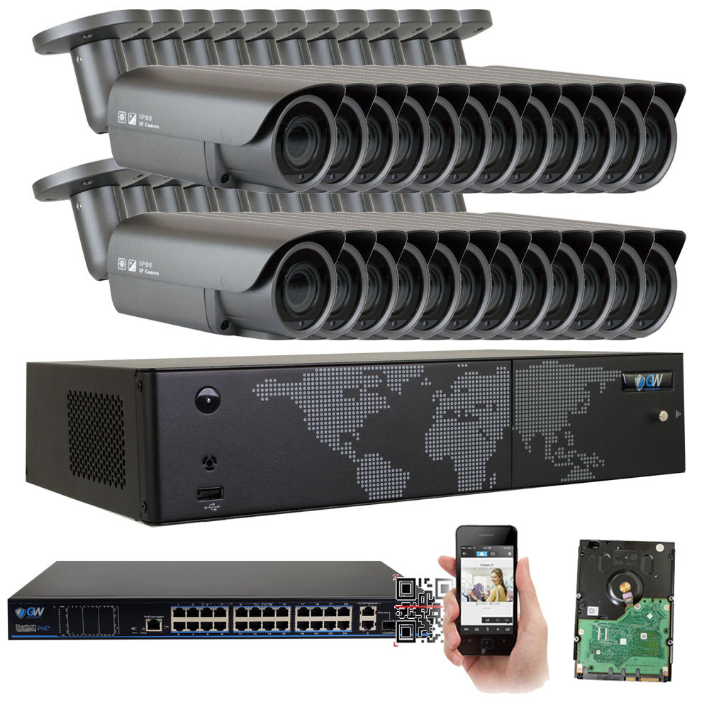 32 Channel NVR (24) 5MP 1920P 4X Motorized Zoom PoE IP Security Camera System