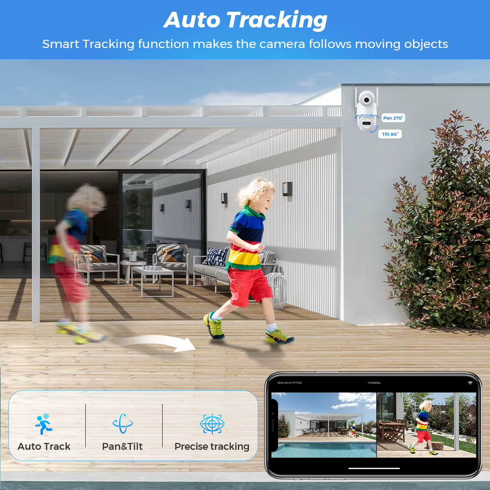 4K 8MP Wifi Camera PTZ Outdoor Dual Screen Human Detection 4MP CCTV Video Survei