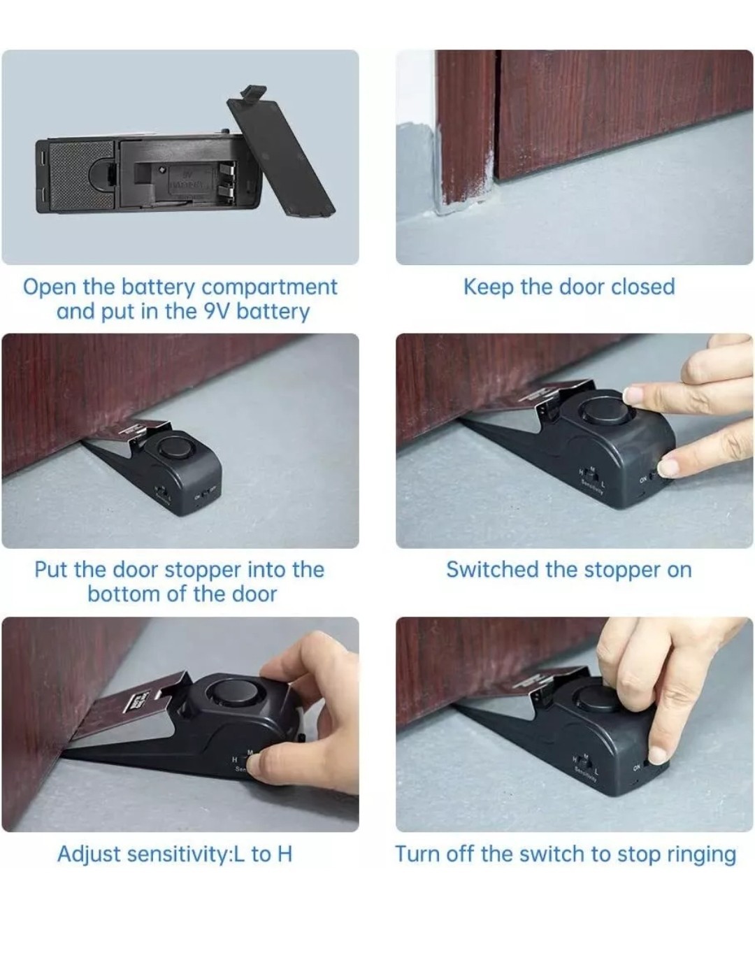 2 Door Stop AlarmsWireless Door Stopper w 120DB Security Alarm Home Travel Safe