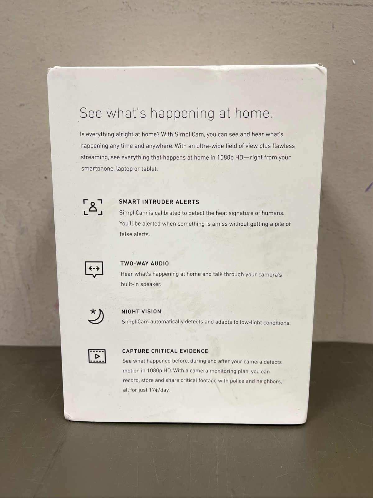 SimpliSafe Simplicam Indoor 1-Camera Hardwired Stick Up Cam Internet Cloud-ba 10