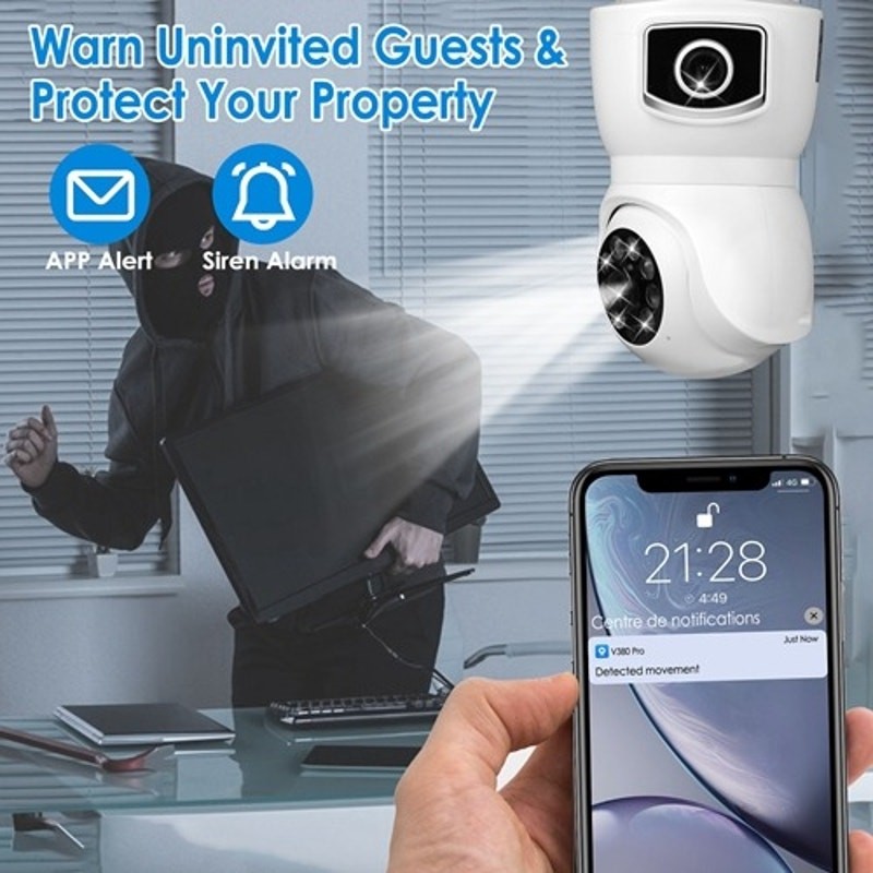 iMountek Dual Lens Security Camera E27 Light Socket Surveillance Camera 1080P