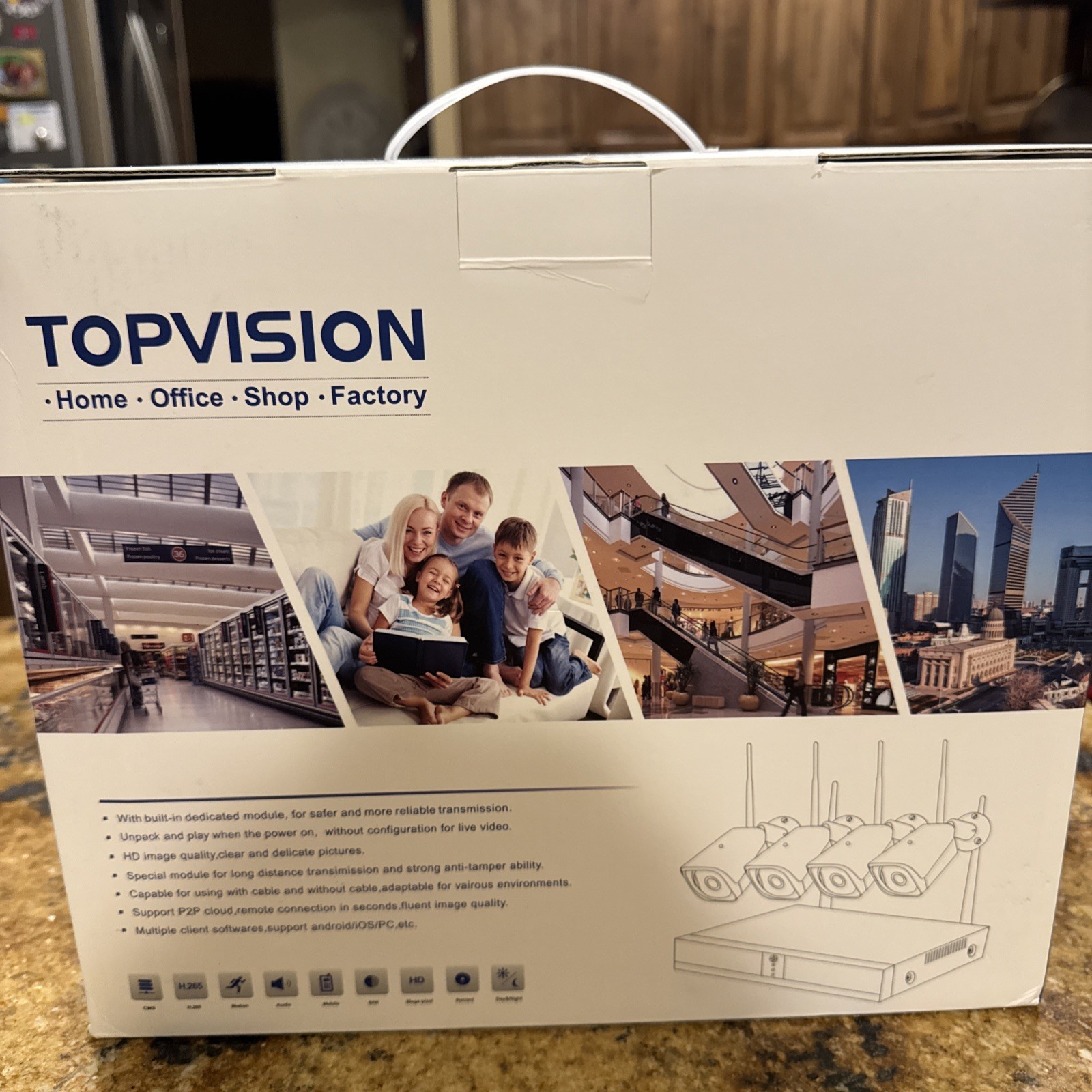 TOPVISION Security Camera System Wireless Wifi 8CH 3MP NVR Home 4Pcs 1080p IP
