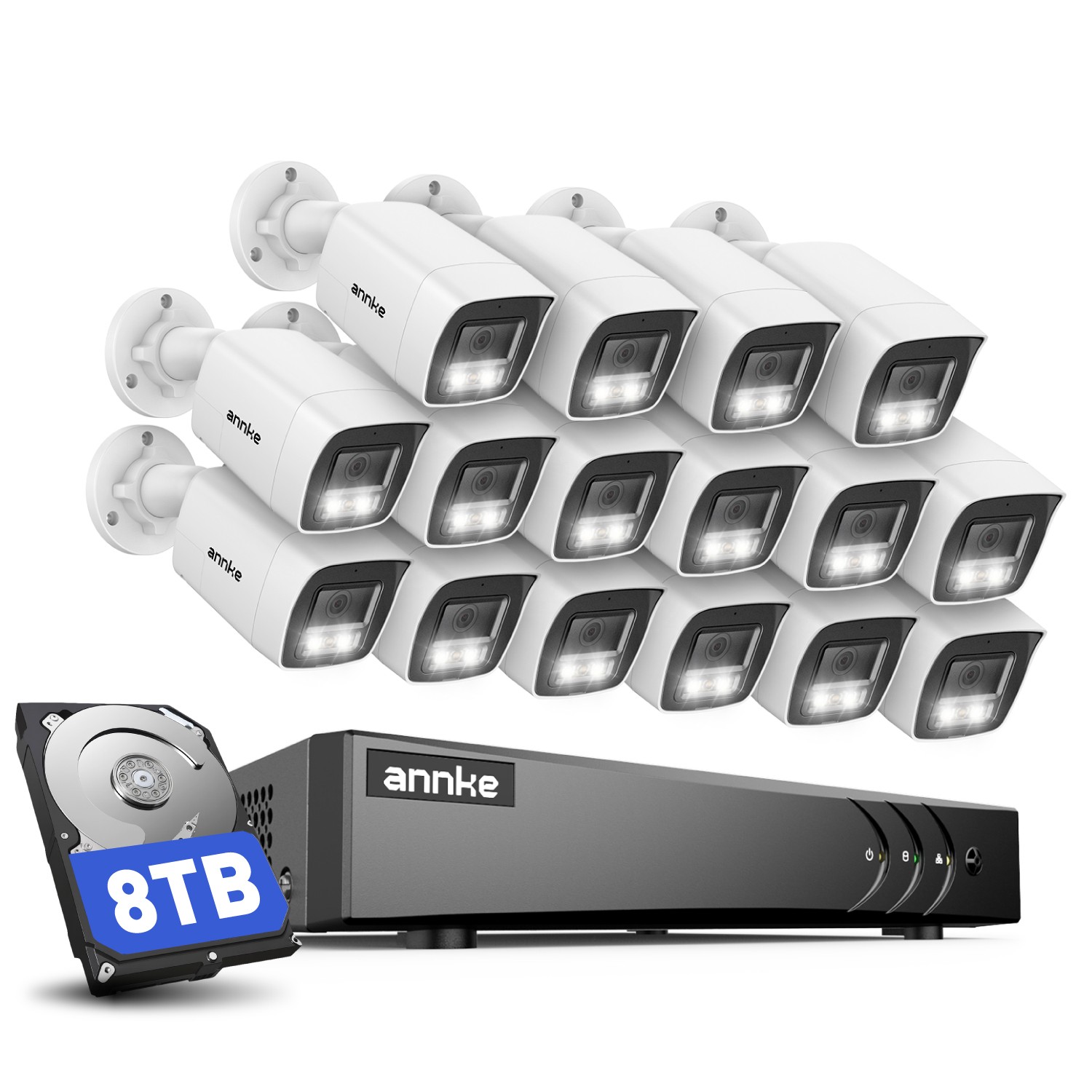 ANNKE 3K Color Night Two Way Audio 16CH DVR Security Camera System AI Detection