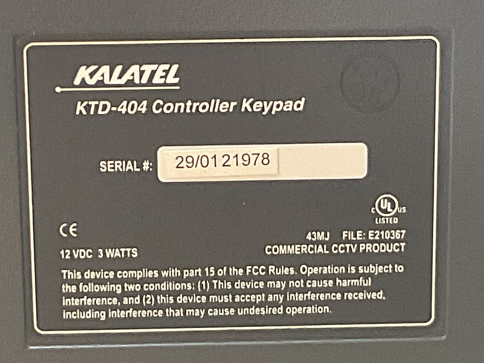KALATEL KTD-404 SECURITY REMOTE CONTROL BOARD /GAR65